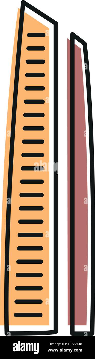 Couleur brun isolé en gratte-ciel, l'icône de style lineart Élément de bâtiment architectural urbain illustration vectorielle. Illustration de Vecteur
