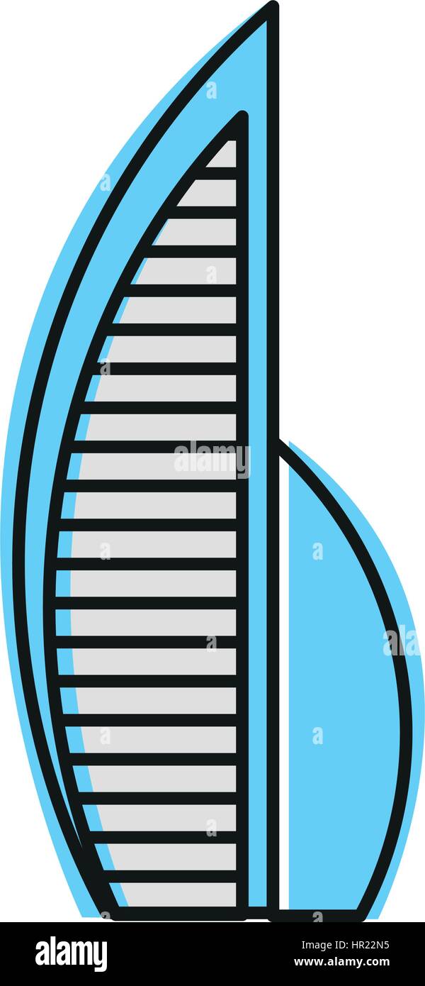 Couleur bleu isolé en gratte-ciel, l'icône de style lineart Élément de bâtiment architectural urbain illustration vectorielle. Illustration de Vecteur