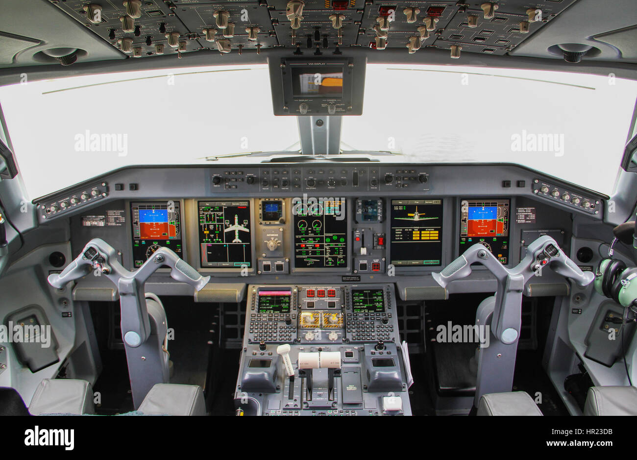 Intérieur d'avion, cockpit vue à l'intérieur de l'avion Banque D'Images