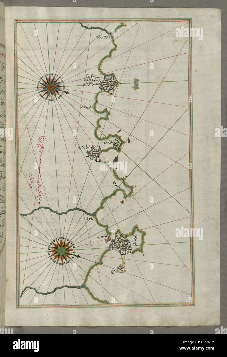 La carte de Piri Reis - la côte algérienne d'Alger - Walters W658270B - Page complète Banque D'Images