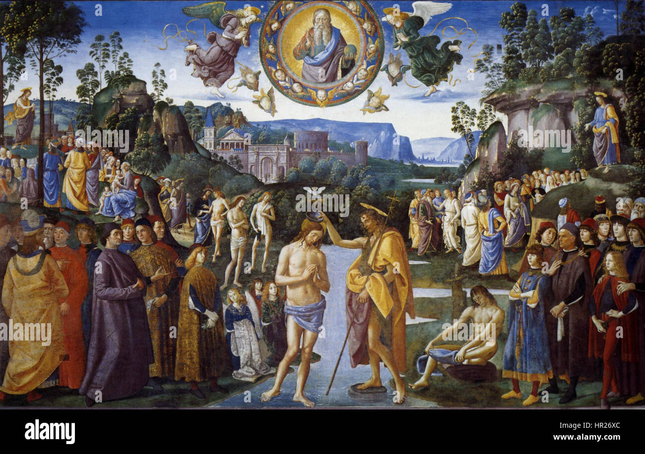 Pietro Perugino, peintre italien de la Renaissance, est connu pour ses œuvres religieuses et dévotionnelles. Cette œuvre de son catalogue (Cat. 13a) démontre sa maîtrise de la perspective et des compositions sereines. Banque D'Images