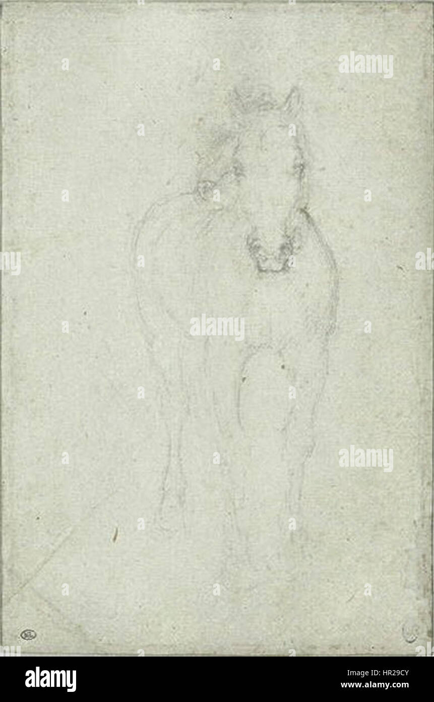 Le « Codex Vallardi 2375 » de Pisanello est une illustration manuscrite détaillée mettant en valeur les compétences de l’artiste en dessin aux lignes fines et en design complexe. La pièce fait partie du Vallardi Codex, une compilation des œuvres de Pisanello au début de la Renaissance Banque D'Images