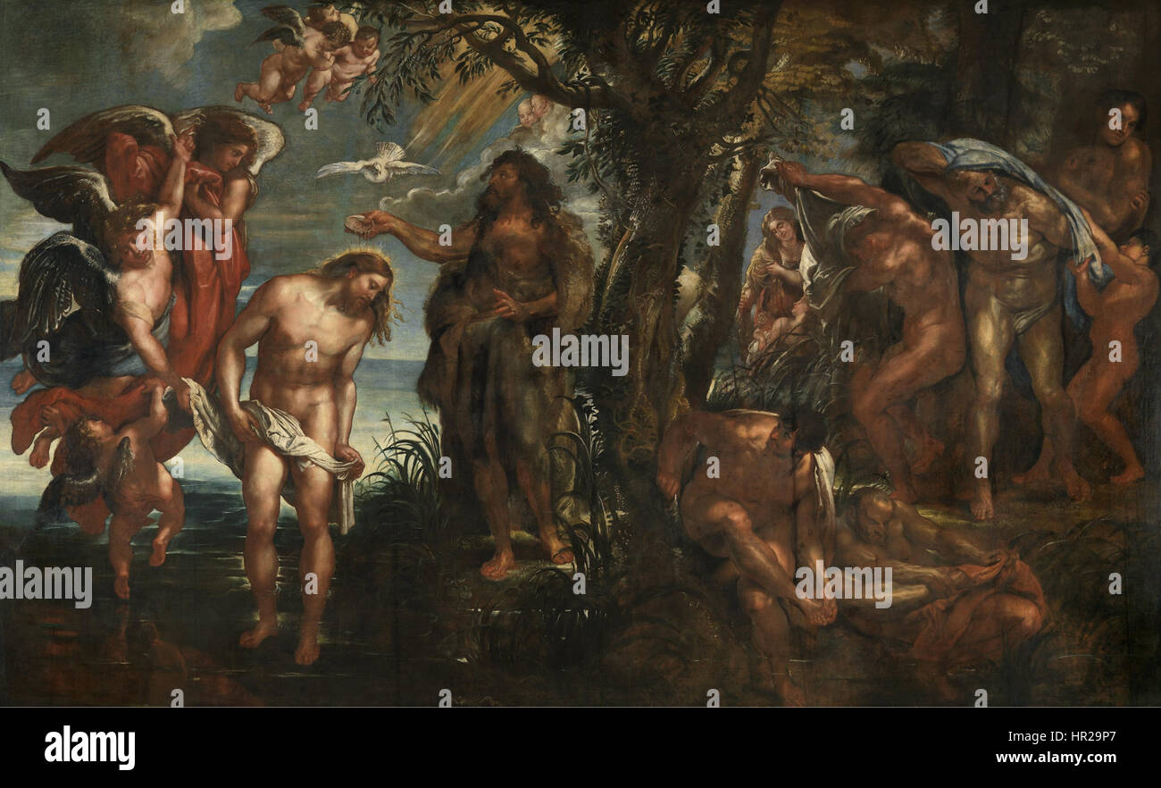 Peter Paul Rubens - Doopsel van Christus (Anvers) Banque D'Images