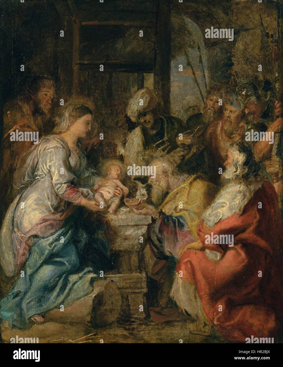 Peter Paul Rubens, l'Adoration des Mages, huile sur panneau de croquis. Christie's Banque D'Images