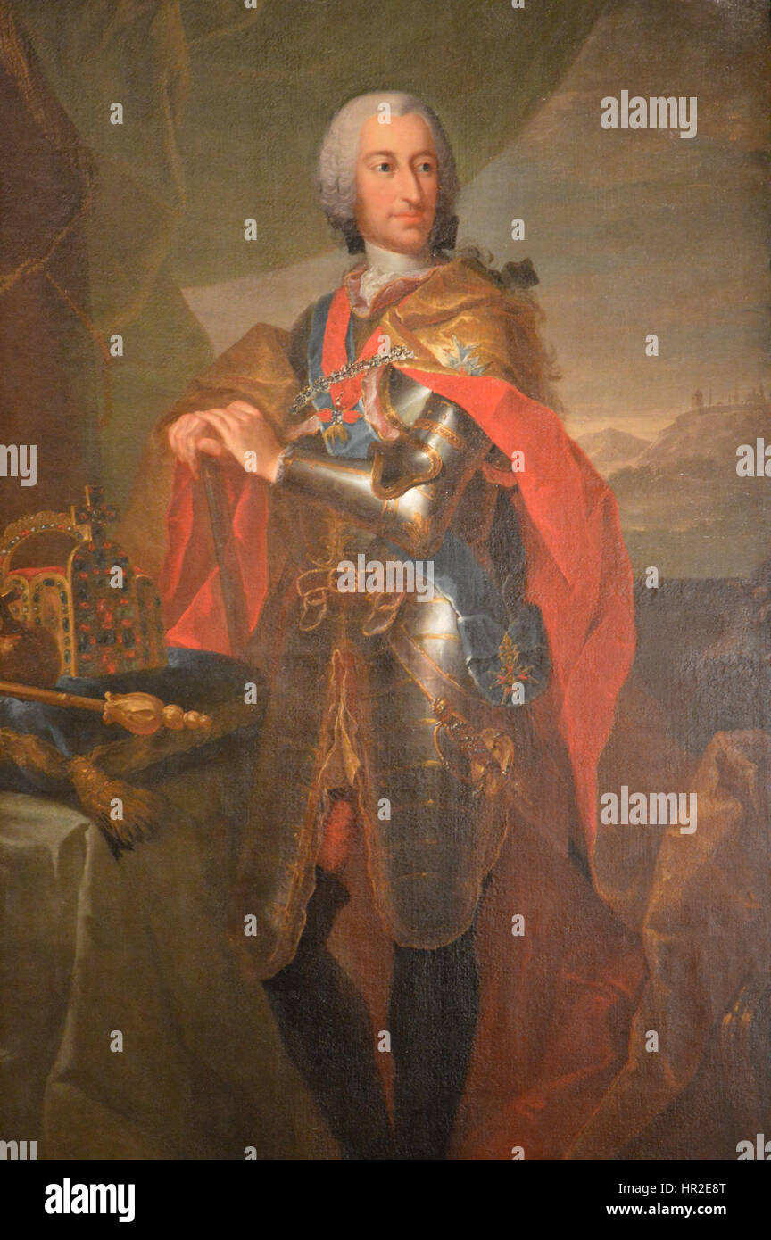 Portrait d'État d'Adam Friedrich Oeser représentant Charles VII, empereur du Saint-Empire romain germanique, peint à l'huile vers 1756-1759. Banque D'Images