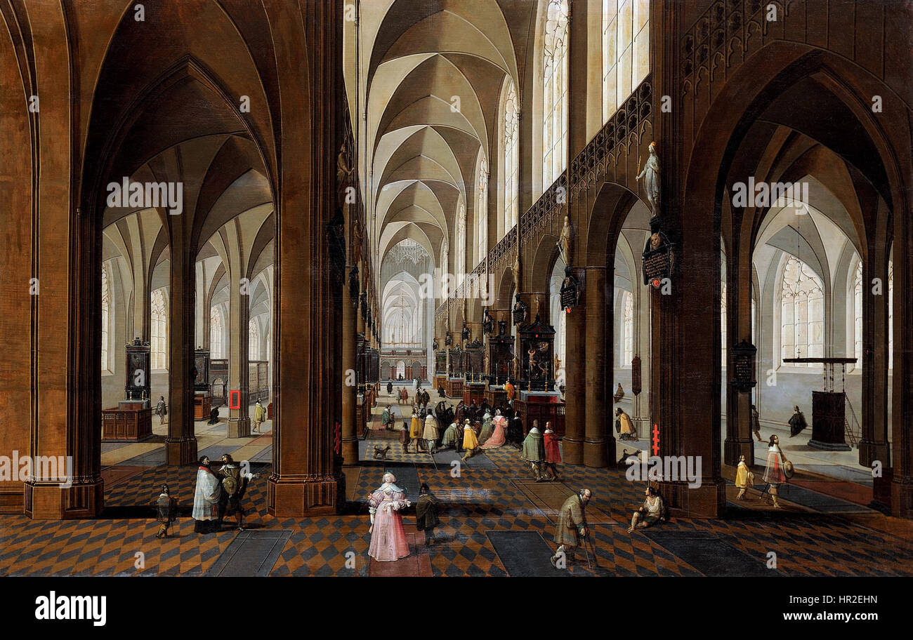 Pieter Neefs le jeune - La nef de cathédrale d'Anvers Banque D'Images