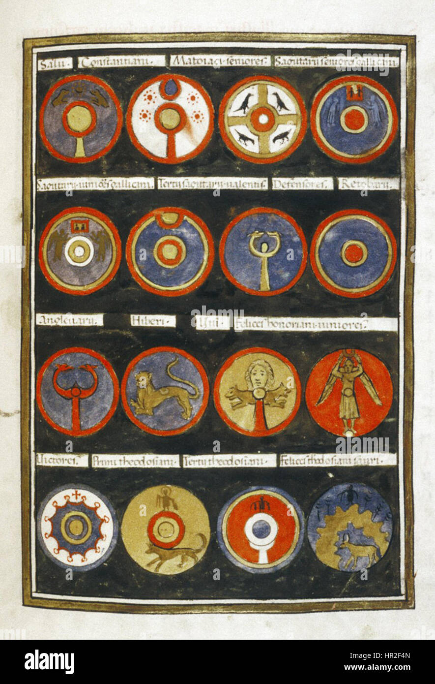 'Notitia Dignitatum' est un document administratif romain clé qui décrit les rangs et les titres au sein de l'Empire romain. La section 'Magister praesentalis' détaille le rôle et les responsabilités du haut fonctionnaire qui a supervisé la présence de l'empereur. Ce manuscrit est une source historique importante sur la gouvernance romaine et la structure militaire. Banque D'Images