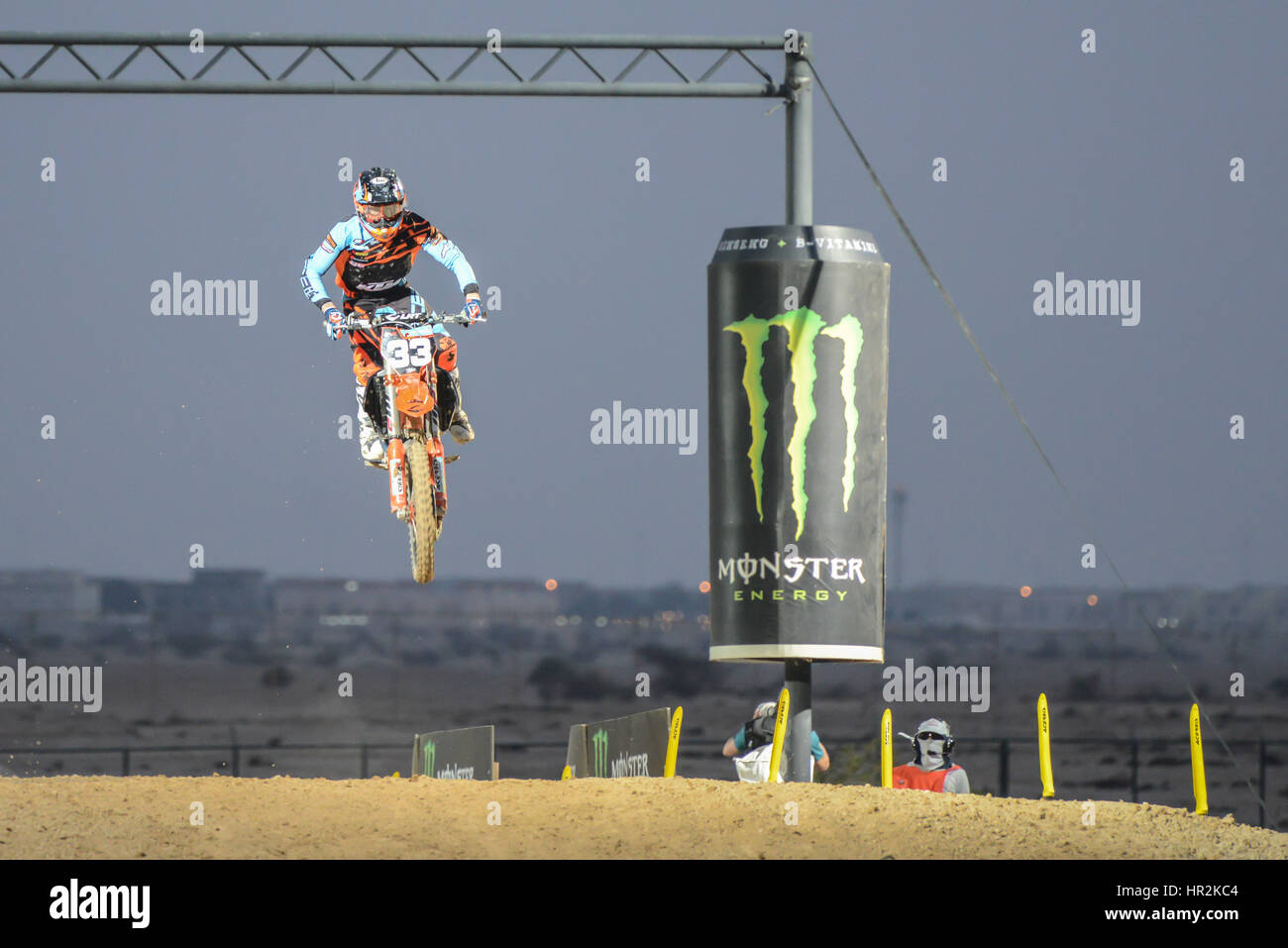 24 février 2017, le Circuit International de Losail au Qatar. MX2 rider Julien Lieber durant la MXGP du Qatar Banque D'Images