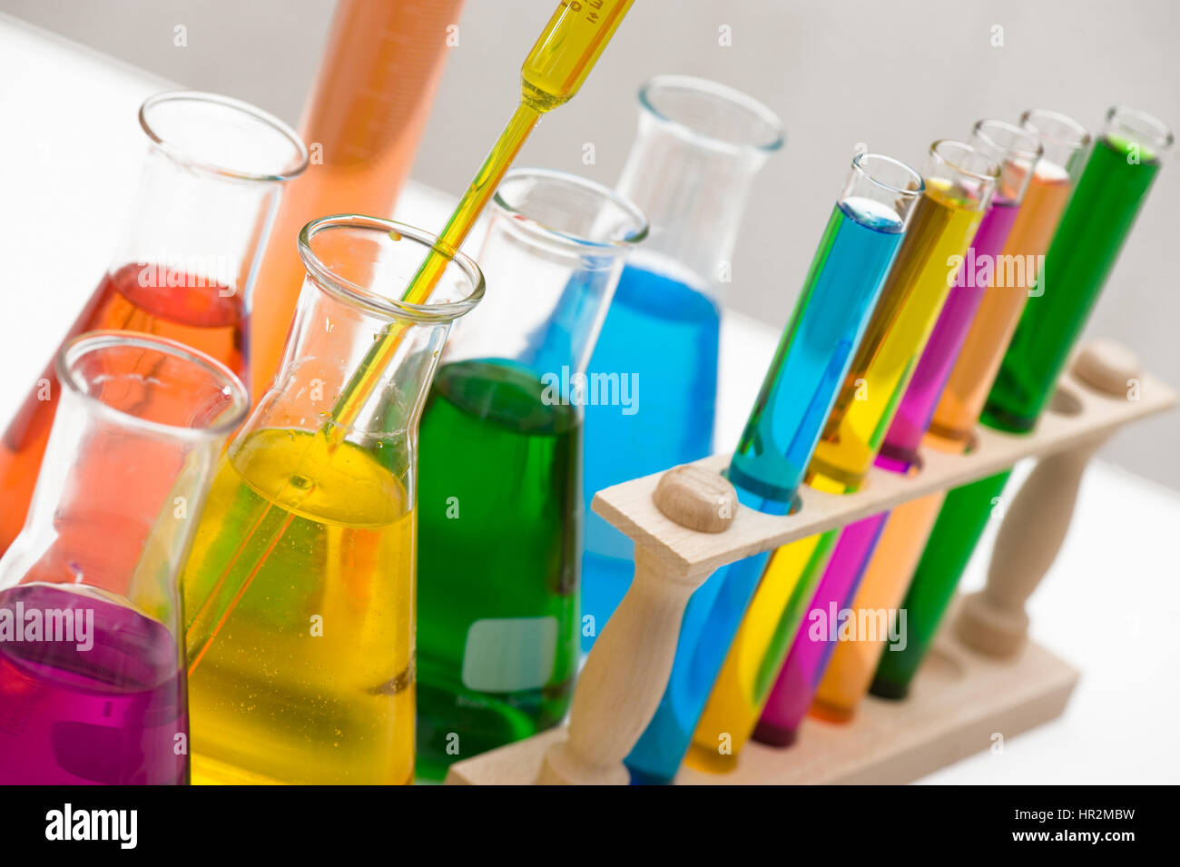 La science, la chimie, laboratoire, tube à essai, l'équipement de laboratoire, Studio Banque D'Images