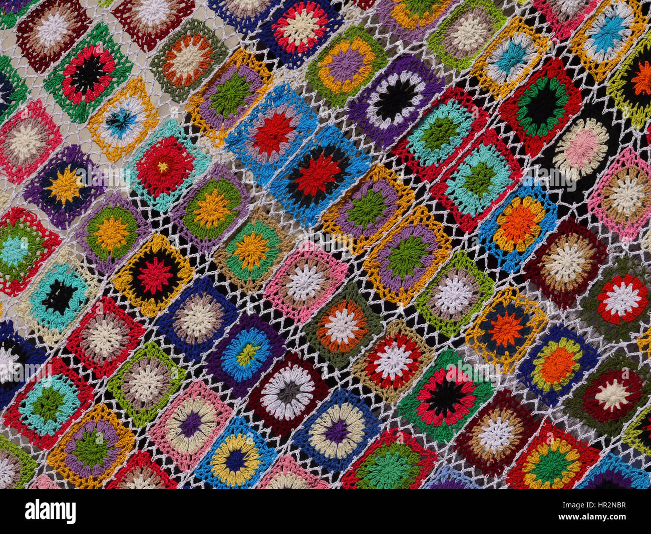 Couvre-lit au crochet colorés, Indonésie Banque D'Images