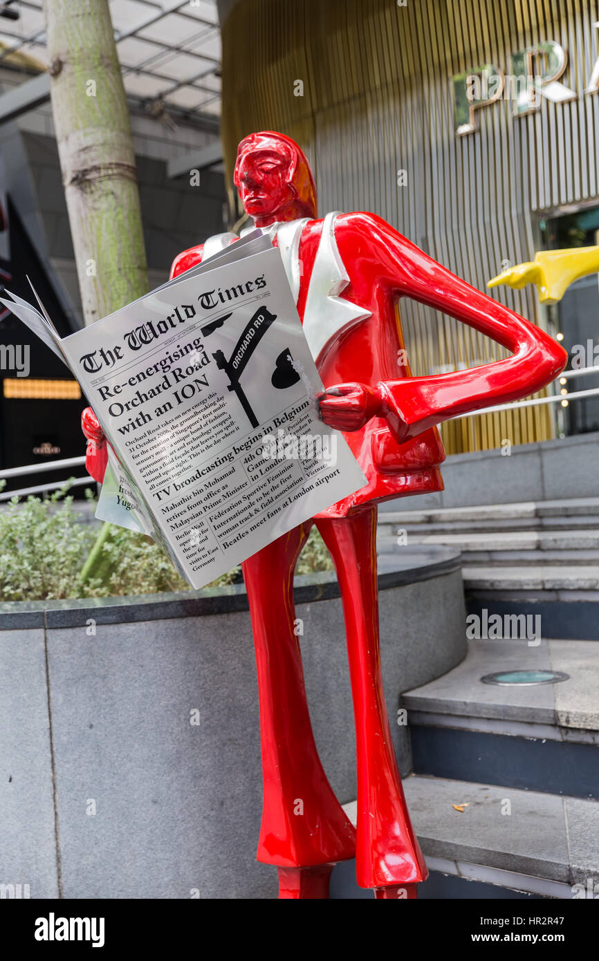 Statue colorée urbaines par Kurt Laurenz Metzler (partielle) des magasins de luxe à Singapour Orchard Road Banque D'Images