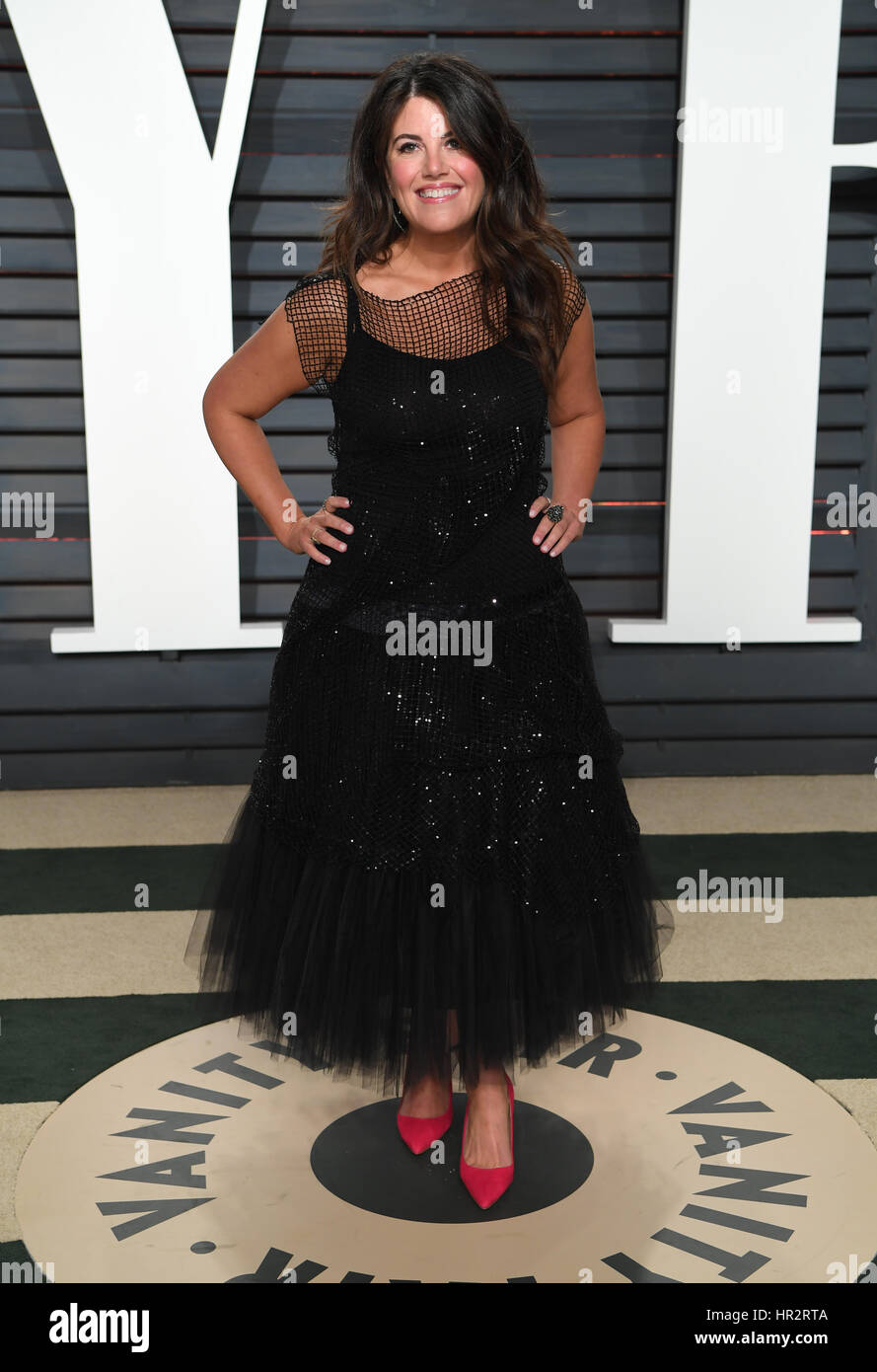 Monica Lewinsky arrivant à la Vanity Fair Oscar Party à Beverly Hills, Los Angeles, USA. Banque D'Images