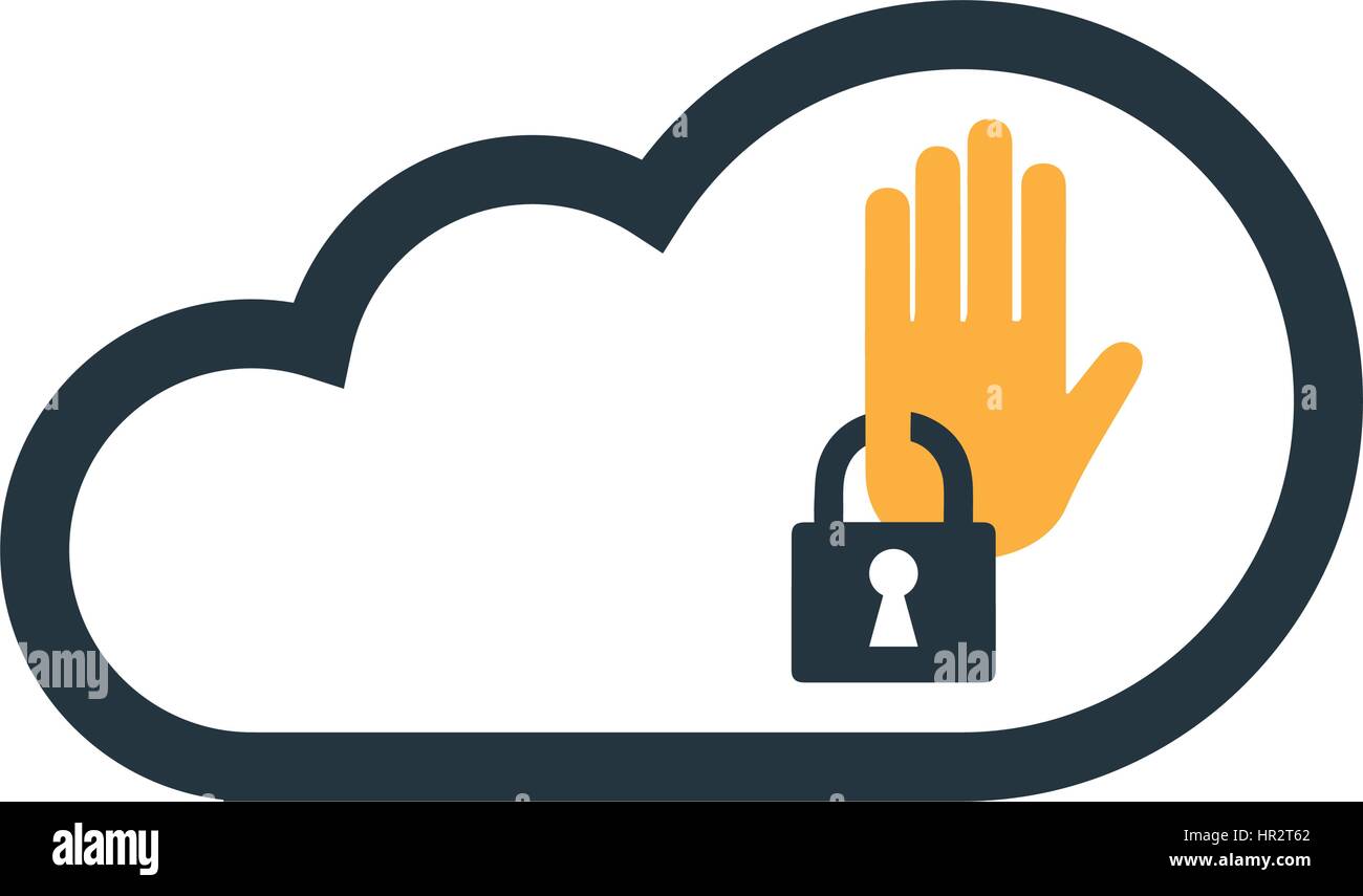 Cloud Computing avec concept sécurité Icône concevoir Illustration de Vecteur