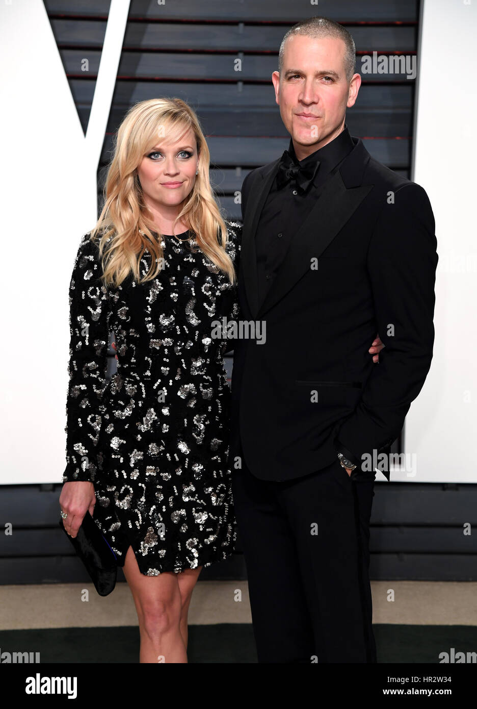 Reese Witherspoon et Jim Toth arrivant à la Vanity Fair Oscar Party à Beverly Hills, Los Angeles, USA. Banque D'Images