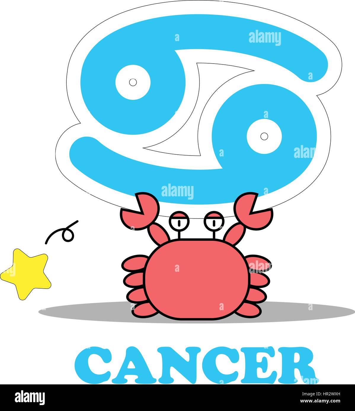 Caricature du cancer avec de grands signe de zodiaque vecteur icône isolé sur fond blanc Illustration de Vecteur