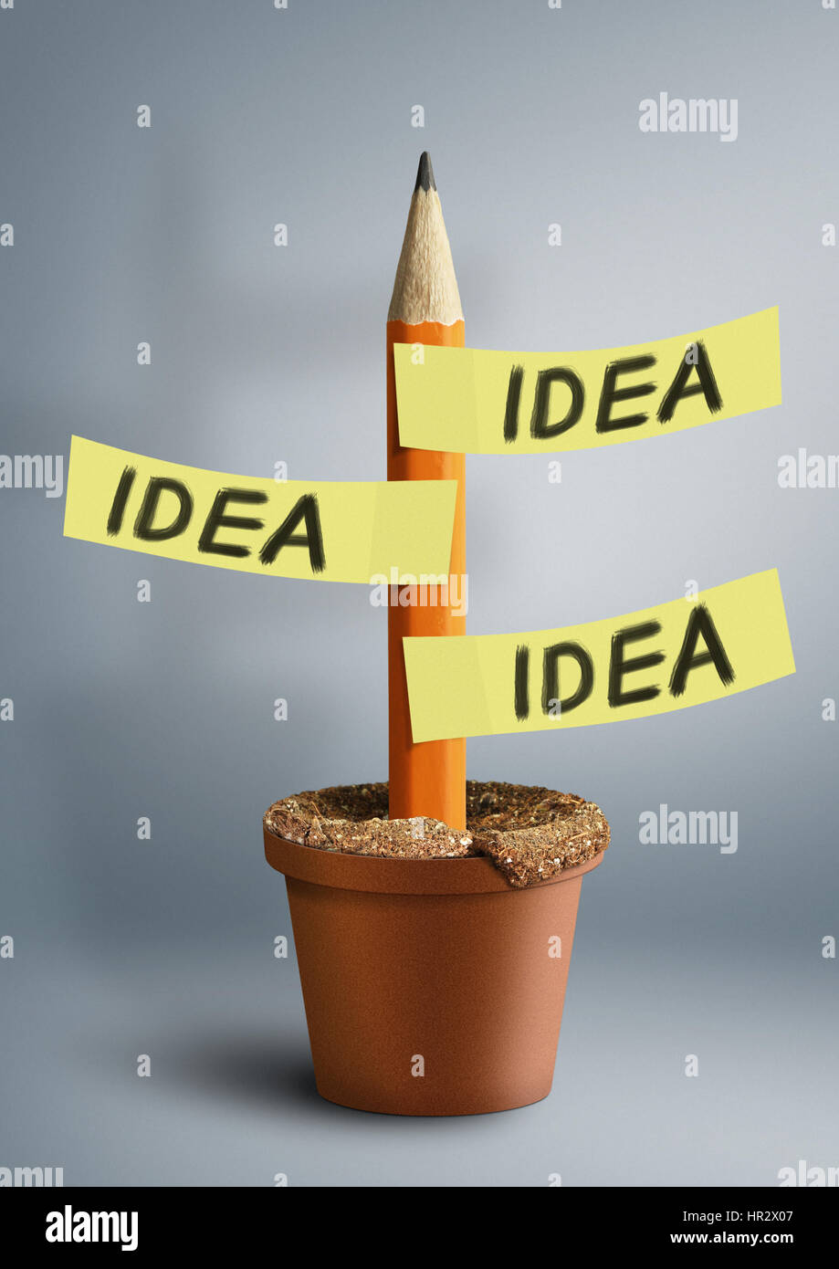 Idée concept créatif, un crayon avec autocollants Banque D'Images