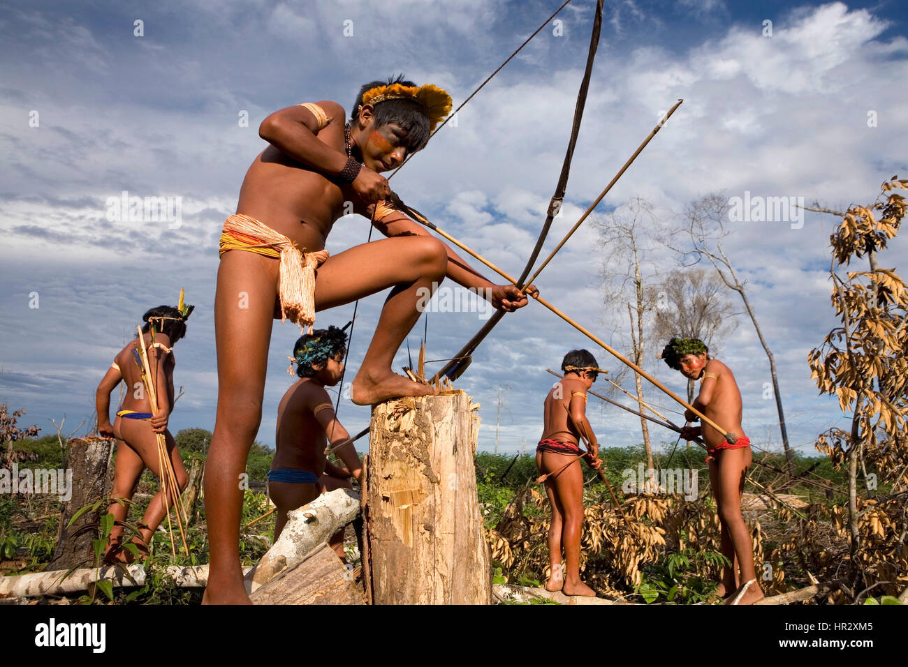 Les indiens autochtones dans l'Amazone, Brésil Banque D'Images