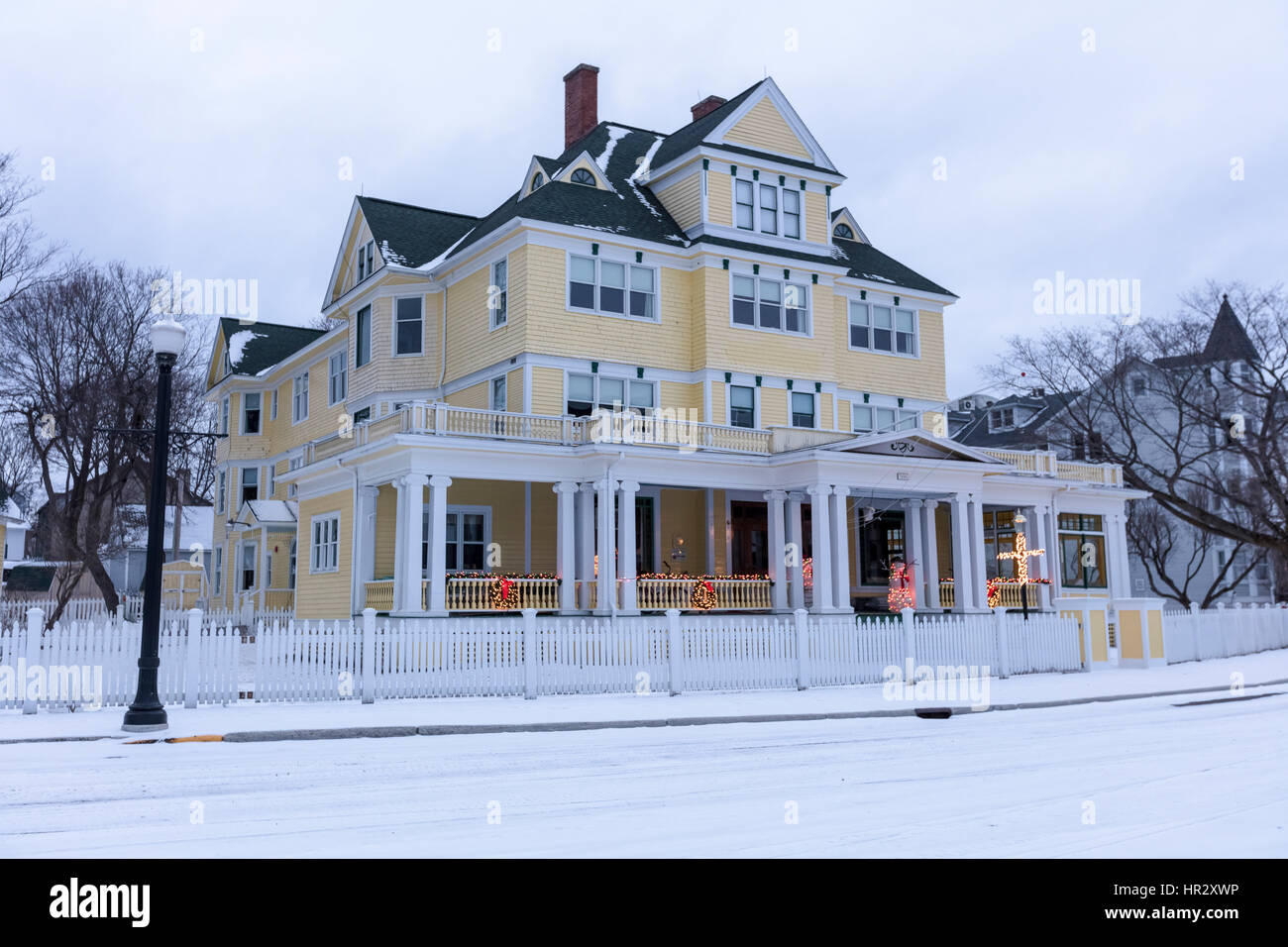 L'île Mackinac est une ville de Mackinac comté dans l'État américain du Michigan. Photographié dans l'hiver avec de la neige Banque D'Images