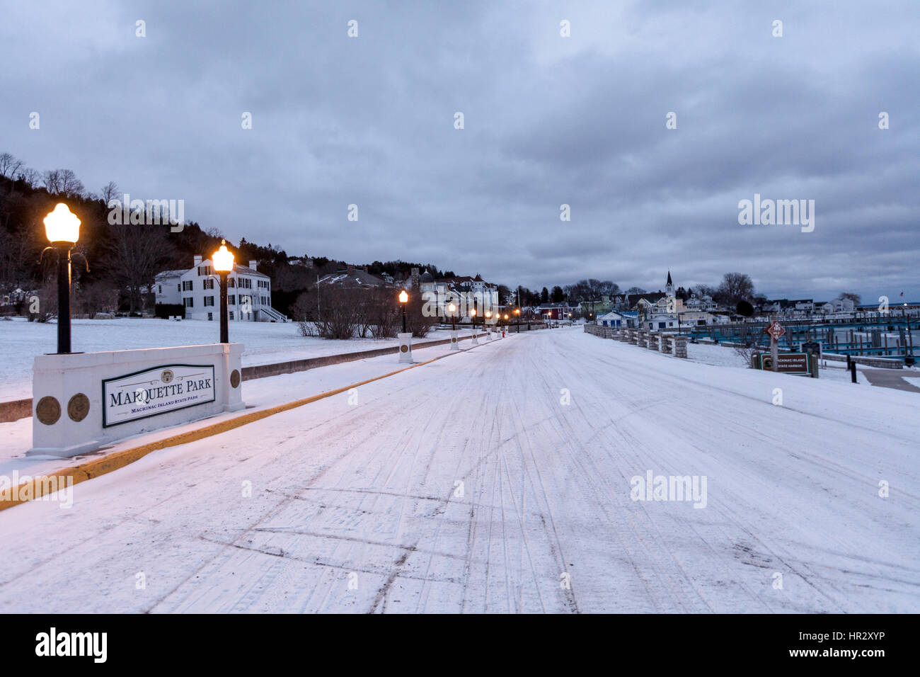 L'île Mackinac est une ville de Mackinac comté dans l'État américain du Michigan. Photographié dans l'hiver avec de la neige Banque D'Images