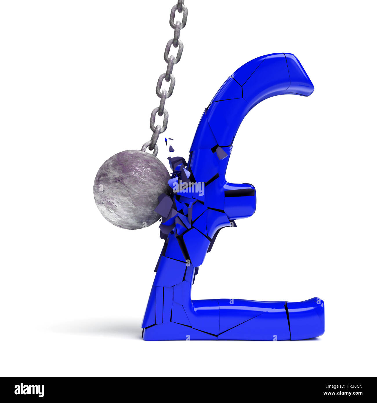 Wrecking Ball détruisant un énorme bleu dièse (illustration 3d) Banque D'Images