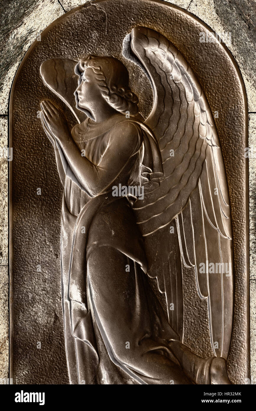 Détail d'une pierre tombale, Isola di San Michele, cimetière île, Venise, Italie - numériquement modifié Banque D'Images