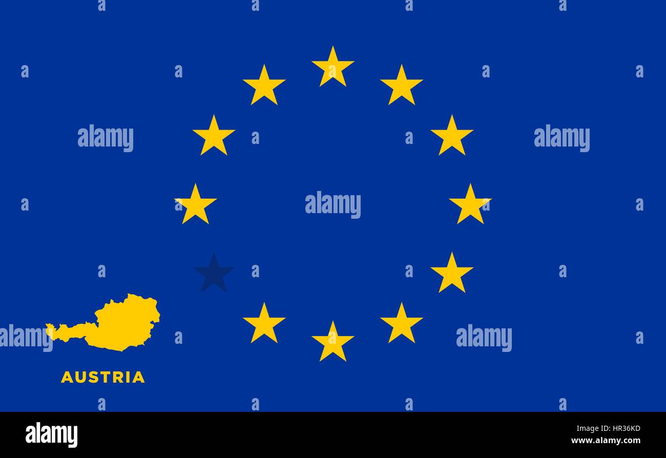 Référendum de l'adhésion de l'Autriche de l'Union européenne. Drapeau de l'UE avec les pays de l'Autriche. Le concept de quitter l'UE. Vector illustration Illustration de Vecteur