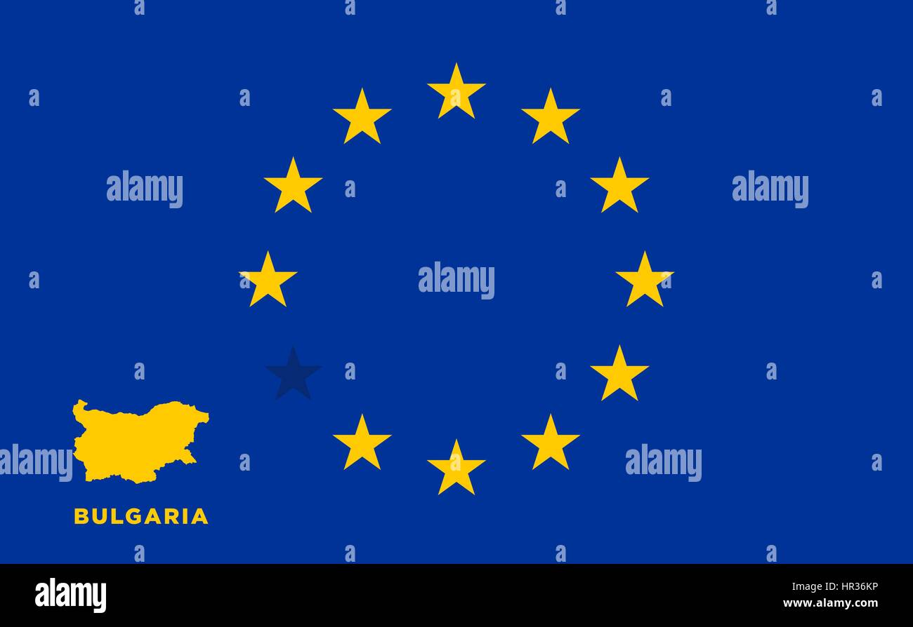 Référendum de la Bulgarie de l'adhésion à l'Union européenne. Drapeau de l'UE avec les pays de la Bulgarie. Le concept de quitter l'UE. Vector illustration Illustration de Vecteur
