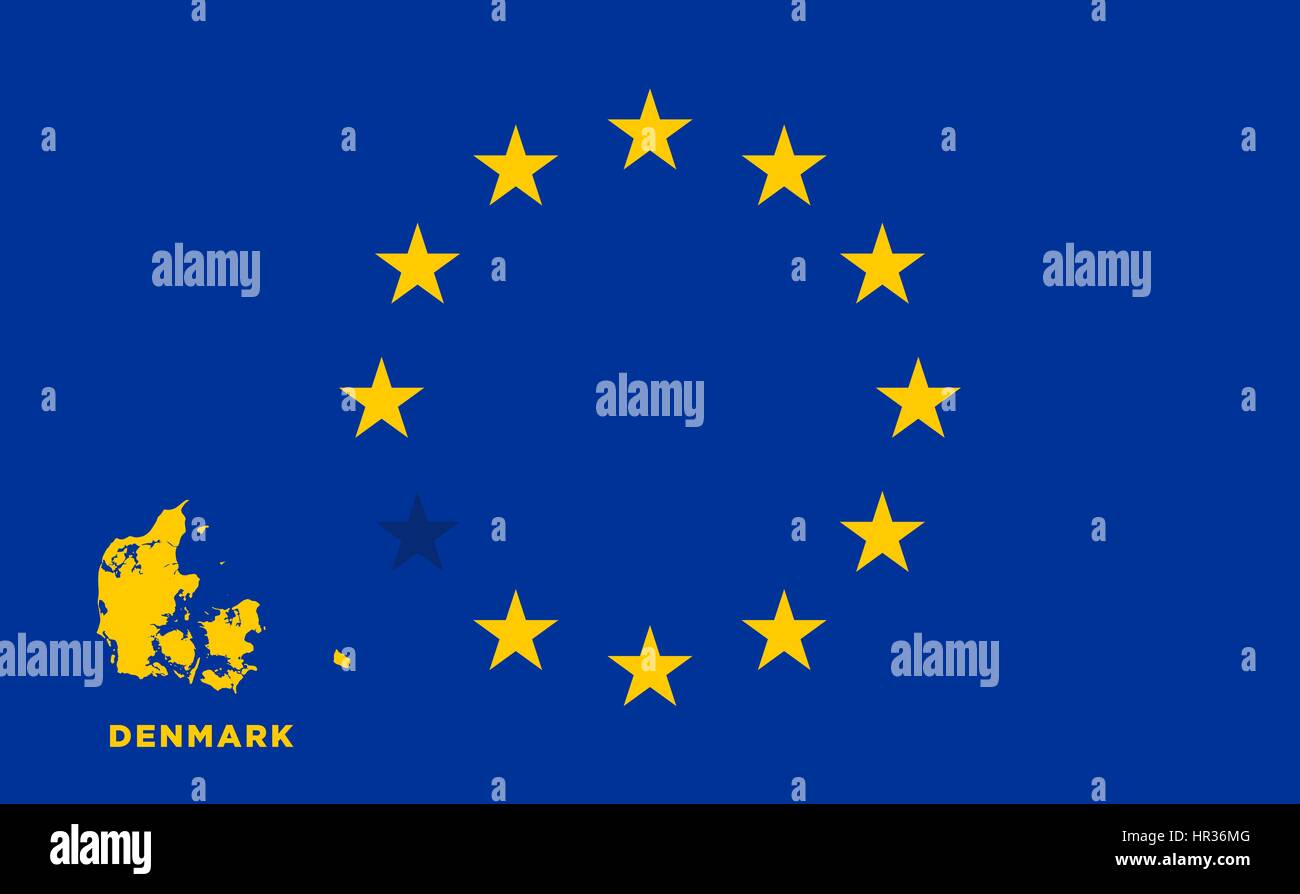 Référendum du Danemark l'adhésion à l'Union européenne. Drapeau de l'UE avec le pays du Danemark. Le concept de quitter l'UE. Vector illustration Illustration de Vecteur