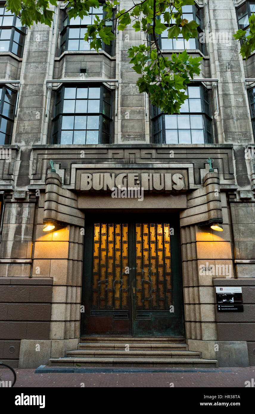 Façade de bâtiment Bungehuis à Amsterdam, Pays-Bas Banque D'Images