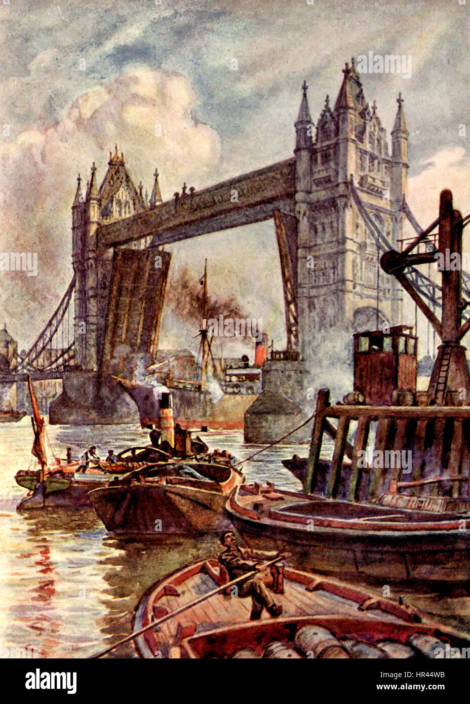 Le Tower Bridge, Londres, Angleterre, vers 1909 Banque D'Images