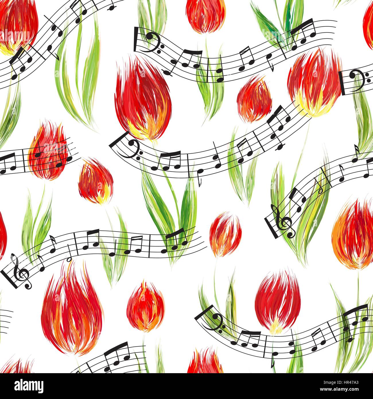 Motif transparent brillant avec de l'huile peinte en rouge fleurs tulipes fin notes, éléments de conception. Motif floral pour les invitations de mariage, cartes de vœux, scrapbo Illustration de Vecteur