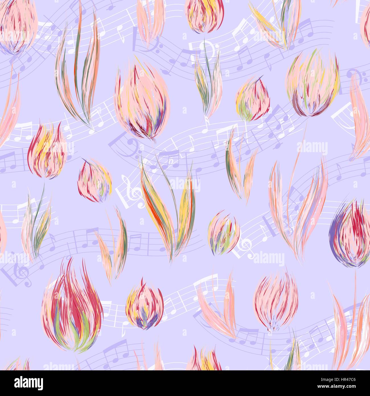 Motif transparent brillant avec de l'huile peint bleu pastel pink tulip flowers notes en fin de texte, éléments de design. Motif floral pour les invitations de mariage, de l'accueil des c Illustration de Vecteur