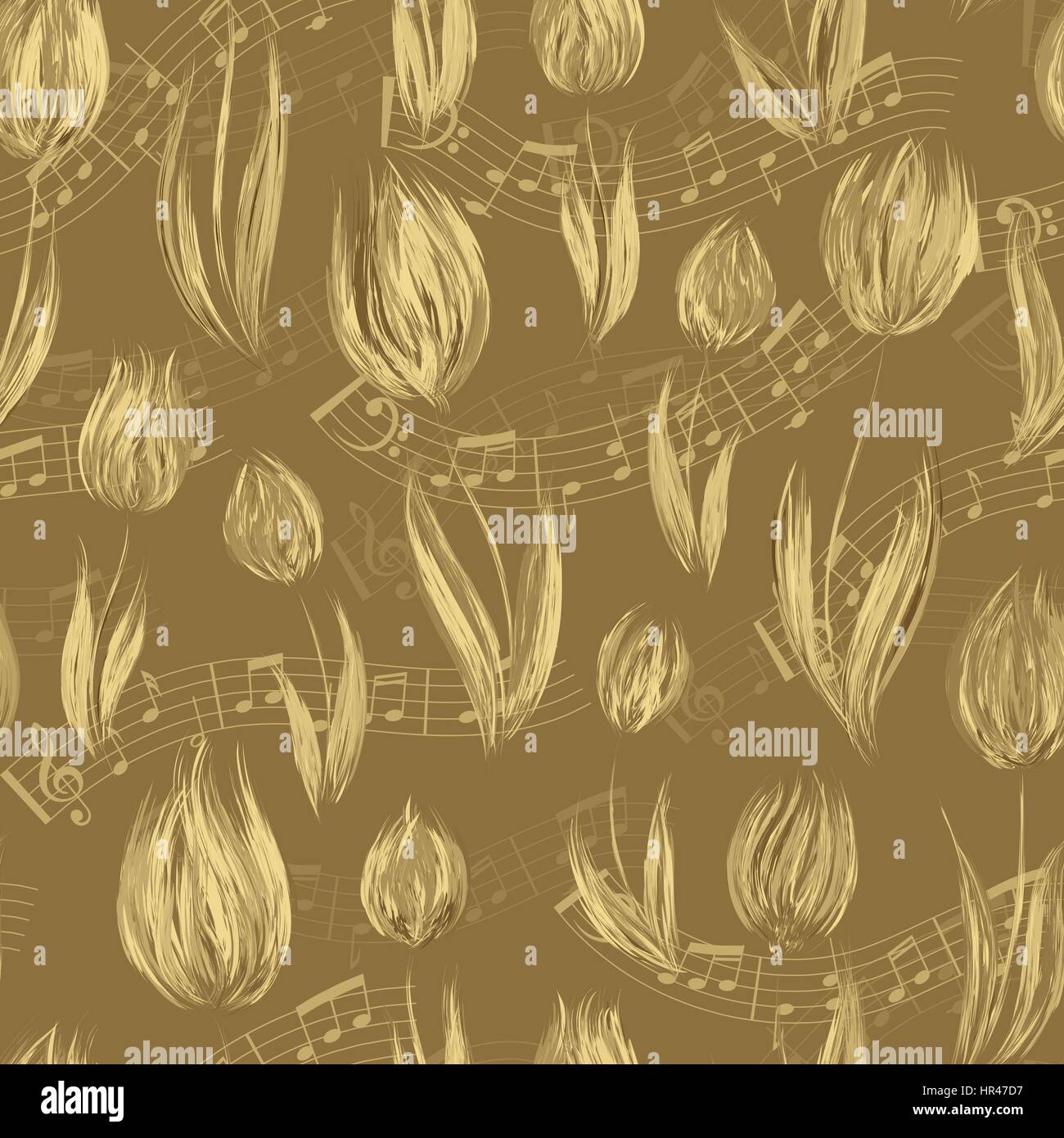 Motif transparent brillant à l'huile peints en beige fleurs tulipes couleurs notes de fin. Motif floral pour les invitations de mariage, cartes de voeux, scrapbooking, p Illustration de Vecteur