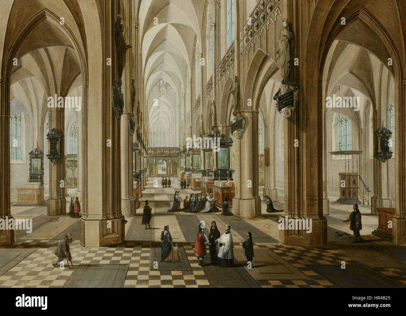 Intérieur de la Onze Lieve Vrouwekerk à Anvers par Pieter Neefs (II) et Frans Francken (III) 248 Mauritshuis Banque D'Images