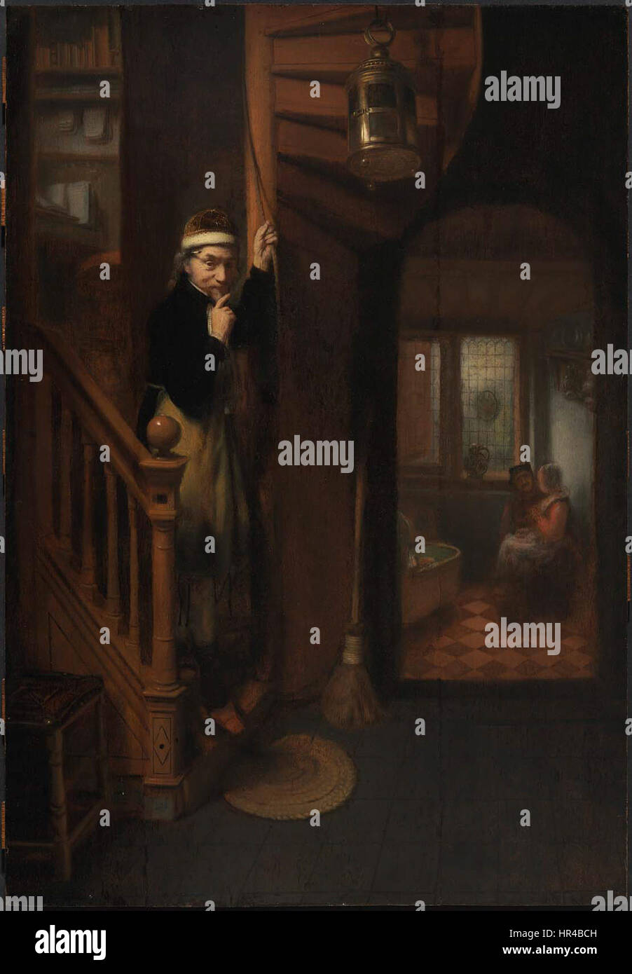 Nicolaes MAES - l'homme d'écoute Banque D'Images