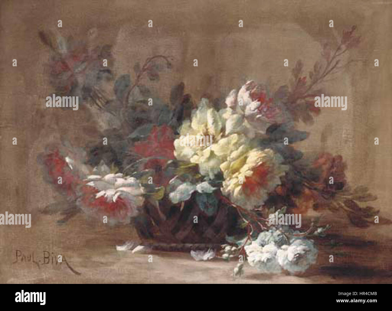 Paul Biva, still life of roses dans un bol en verre taillé, huile sur toile, 54,2 x 73,4 cm Banque D'Images