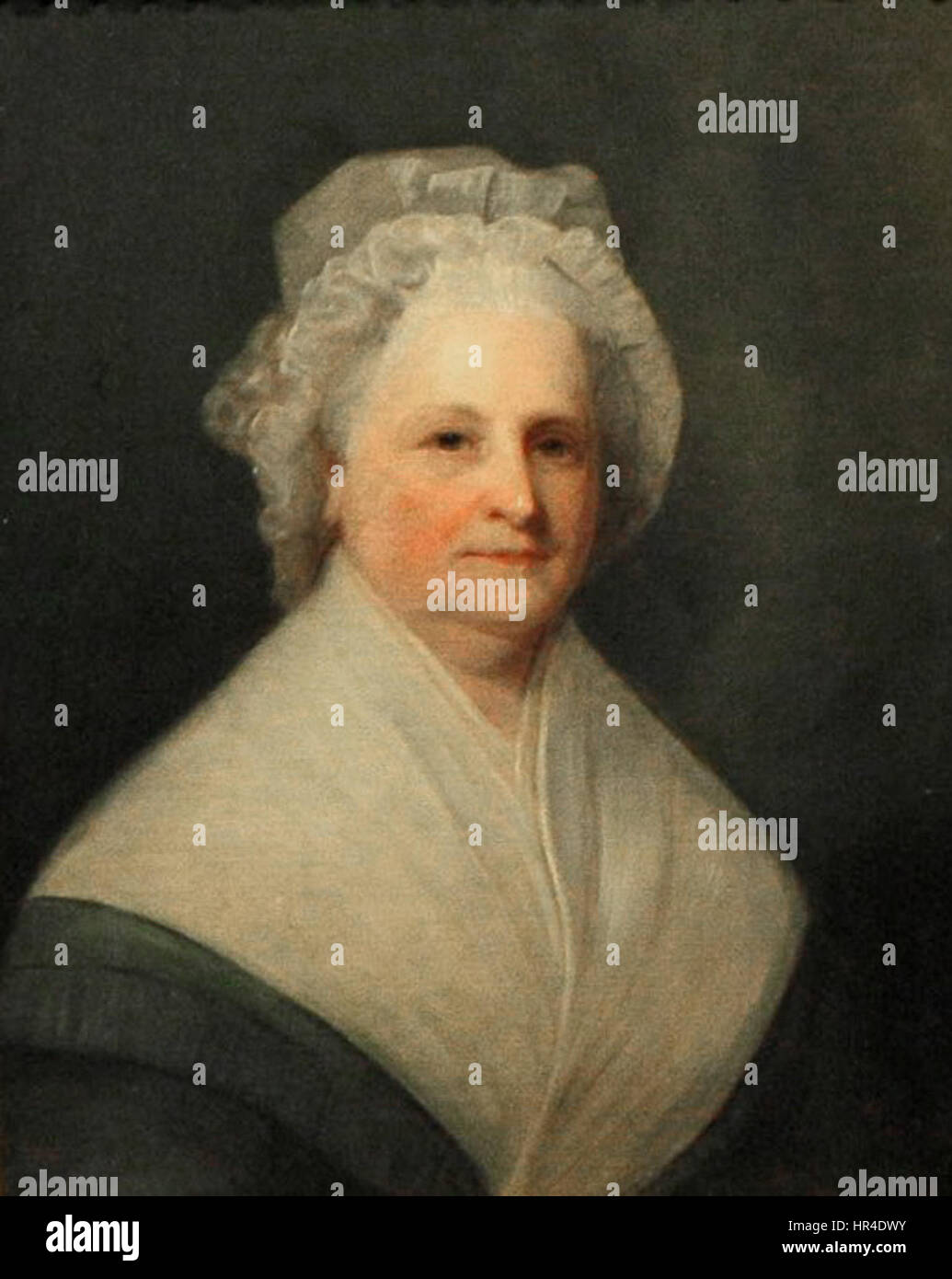 Le portrait de Martha Washington par Rembrandt Peale, une œuvre d'art américaine importante, capture la présence digne de la première Dame. Connu pour son portrait détaillé, la peinture de Peale reflète le rôle et la stature de Washington dans la société américaine primitive. Banque D'Images
