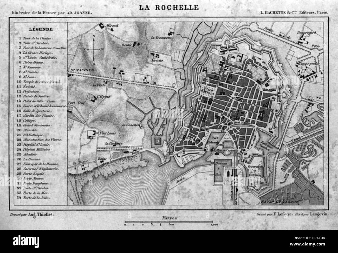 Plan-La-Rochelle-avec-gare-PO Banque D'Images