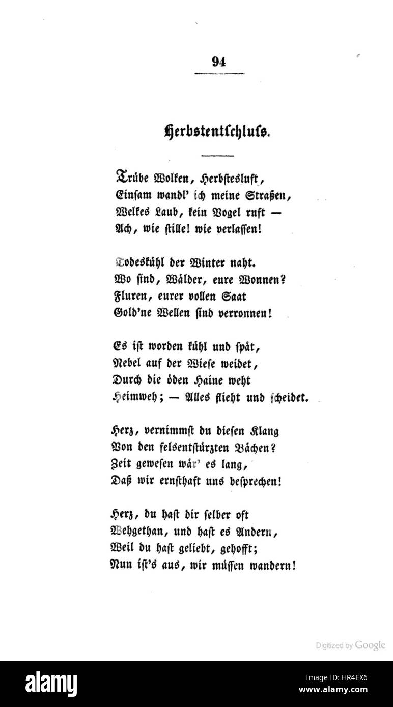 Nikolaus Lenau. Gedichte. 1834. 2. Auflage. S. 94 Banque D'Images