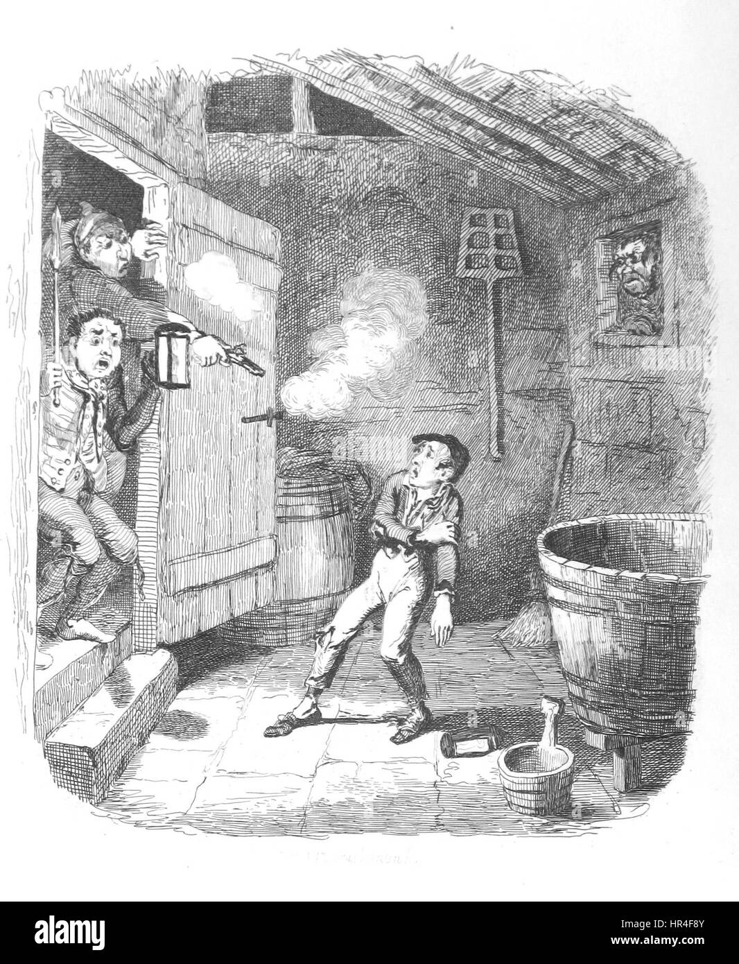 Oliver Twist - Cruikshank - l'Burgulary Banque D'Images