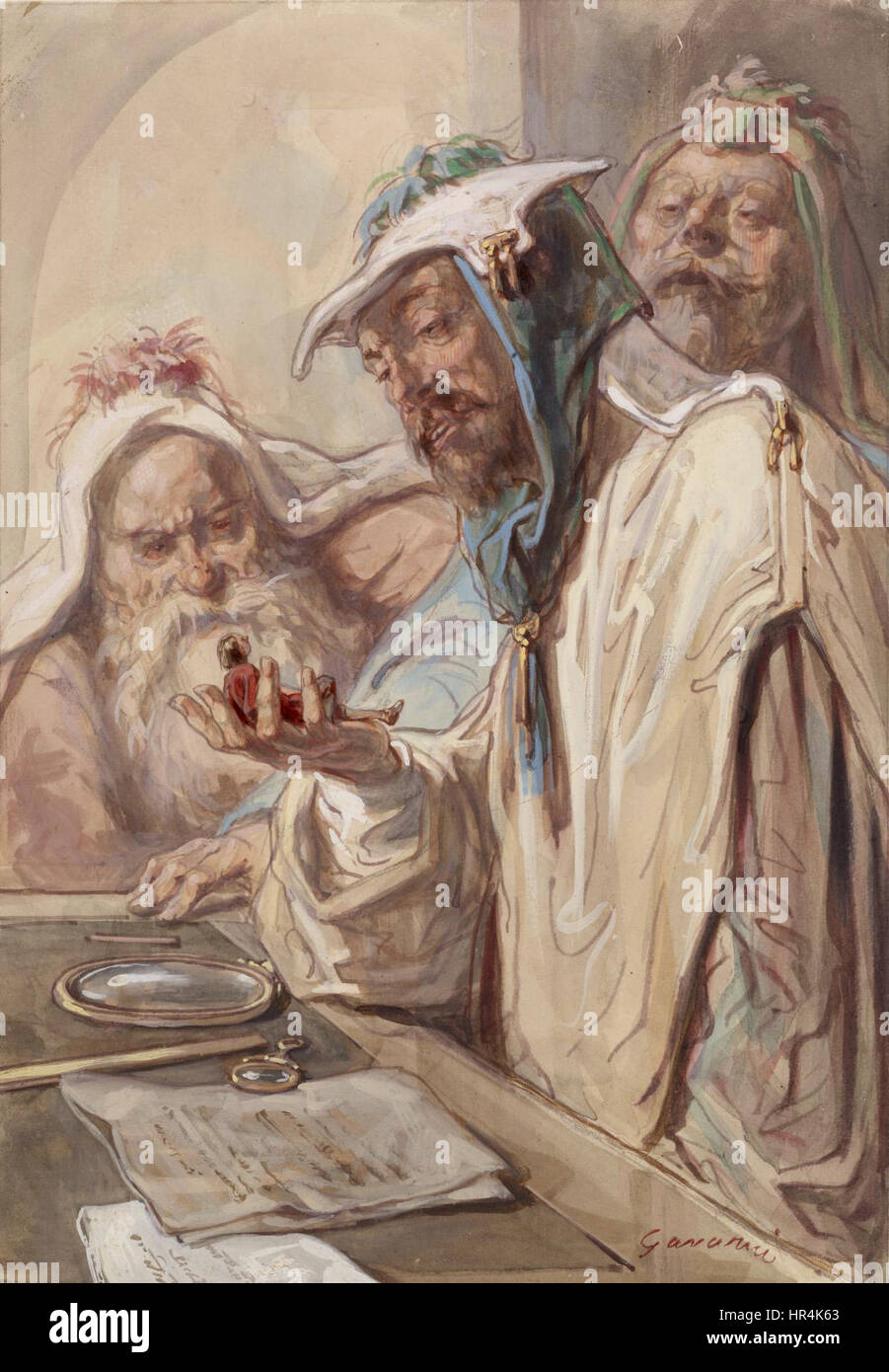 Paul Gavarni - Gulliver et les philosophes - Walters 371482 Brobdingnagian Banque D'Images