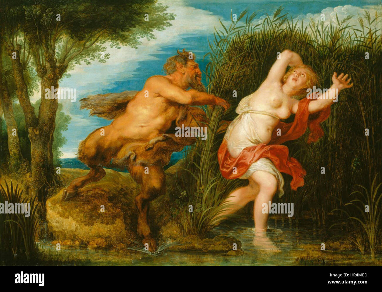 Pan et Syrinx, une peinture de Peter Paul Rubens, un artiste flamand, des années 1620, représentant les personnages mythologiques de Pan et Syrinx. Banque D'Images