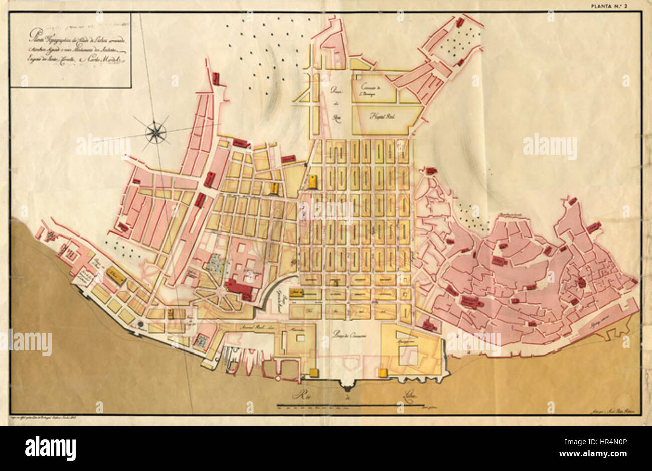 Lisbonne Baixa Pombaline map 1756 Banque D'Images
