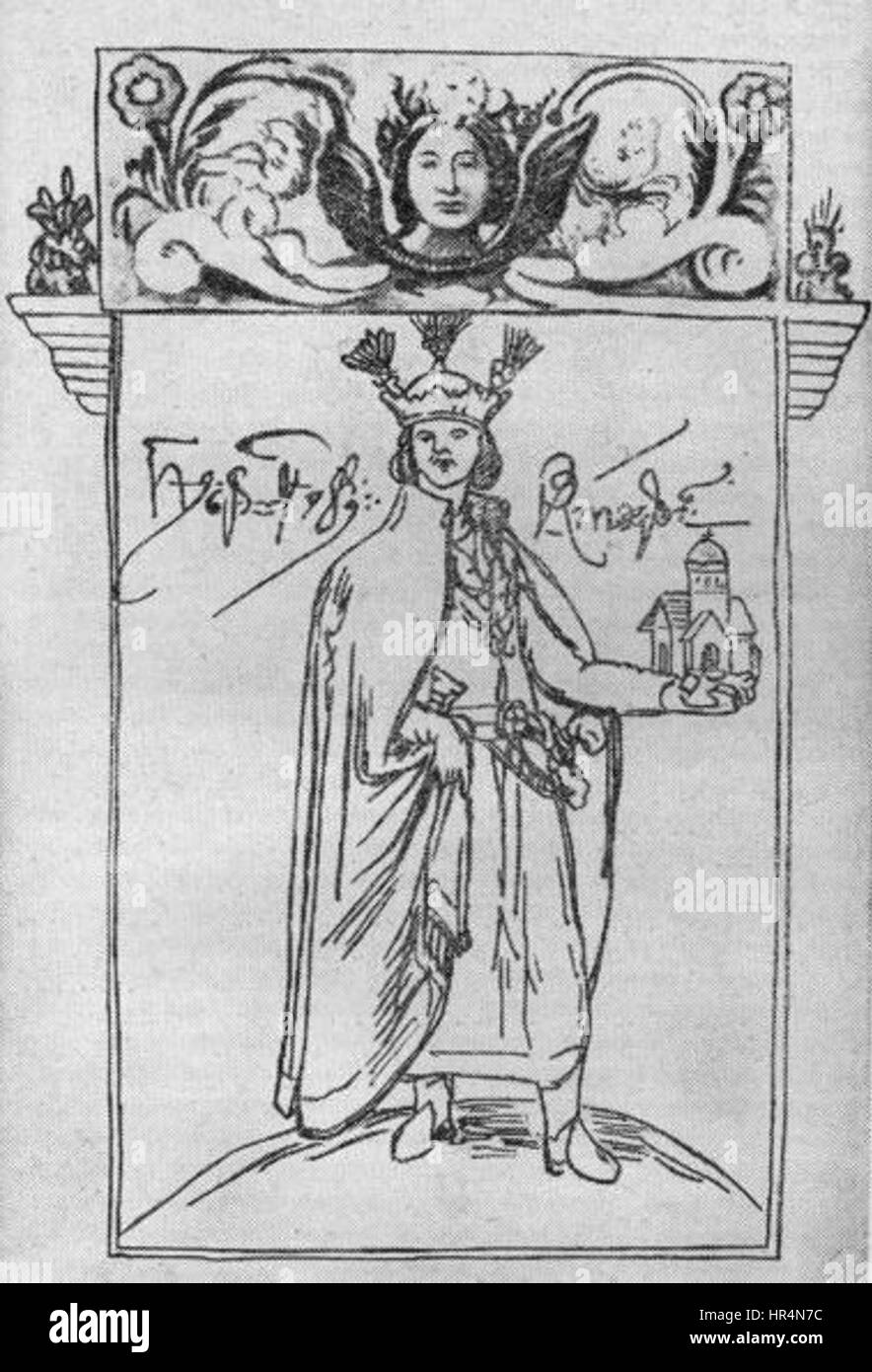 Portrait du prince Levan Dadiani, noble géorgien du XVIIe siècle. La peinture met en valeur sa tenue royale et sa pose digne, soulignant son statut noble et son rôle dans l'histoire géorgienne. Banque D'Images