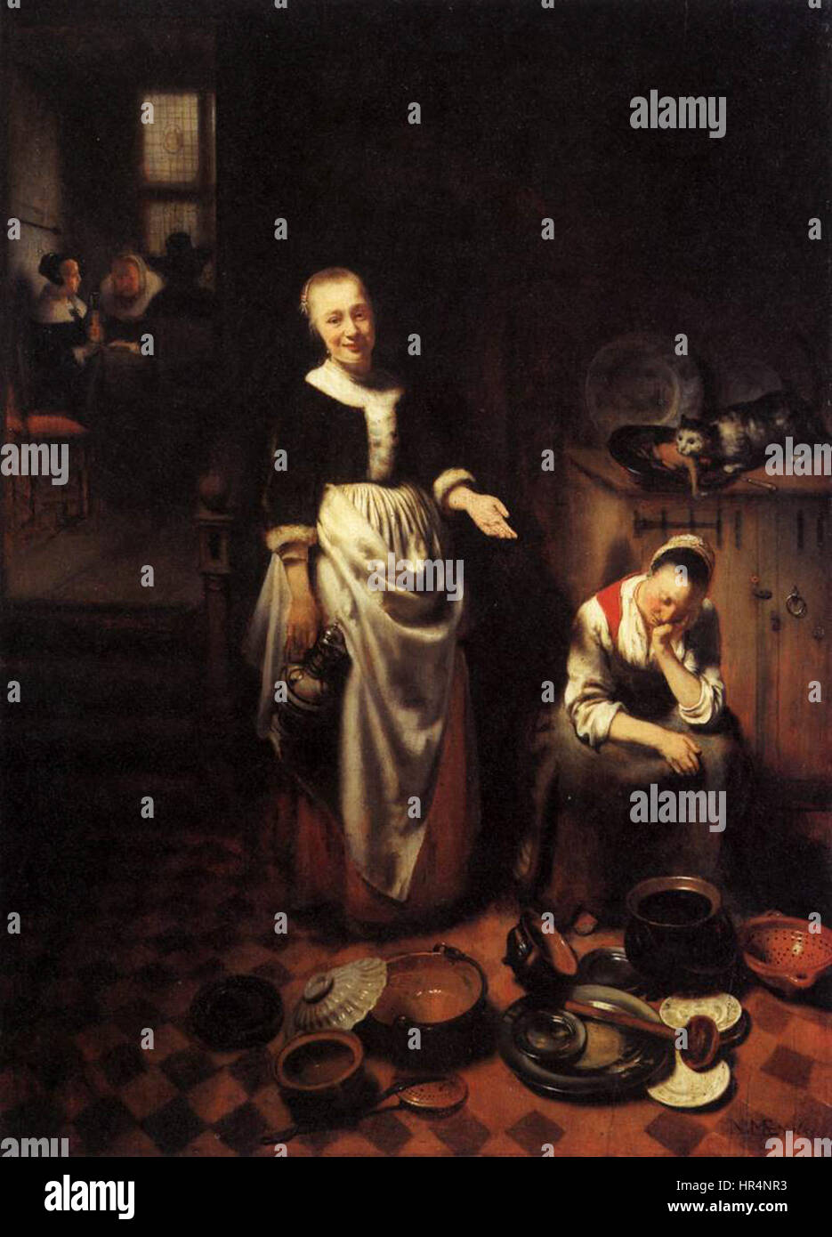 Nicolaes MAES - Le Serviteur de ralenti - WGA13818 Banque D'Images