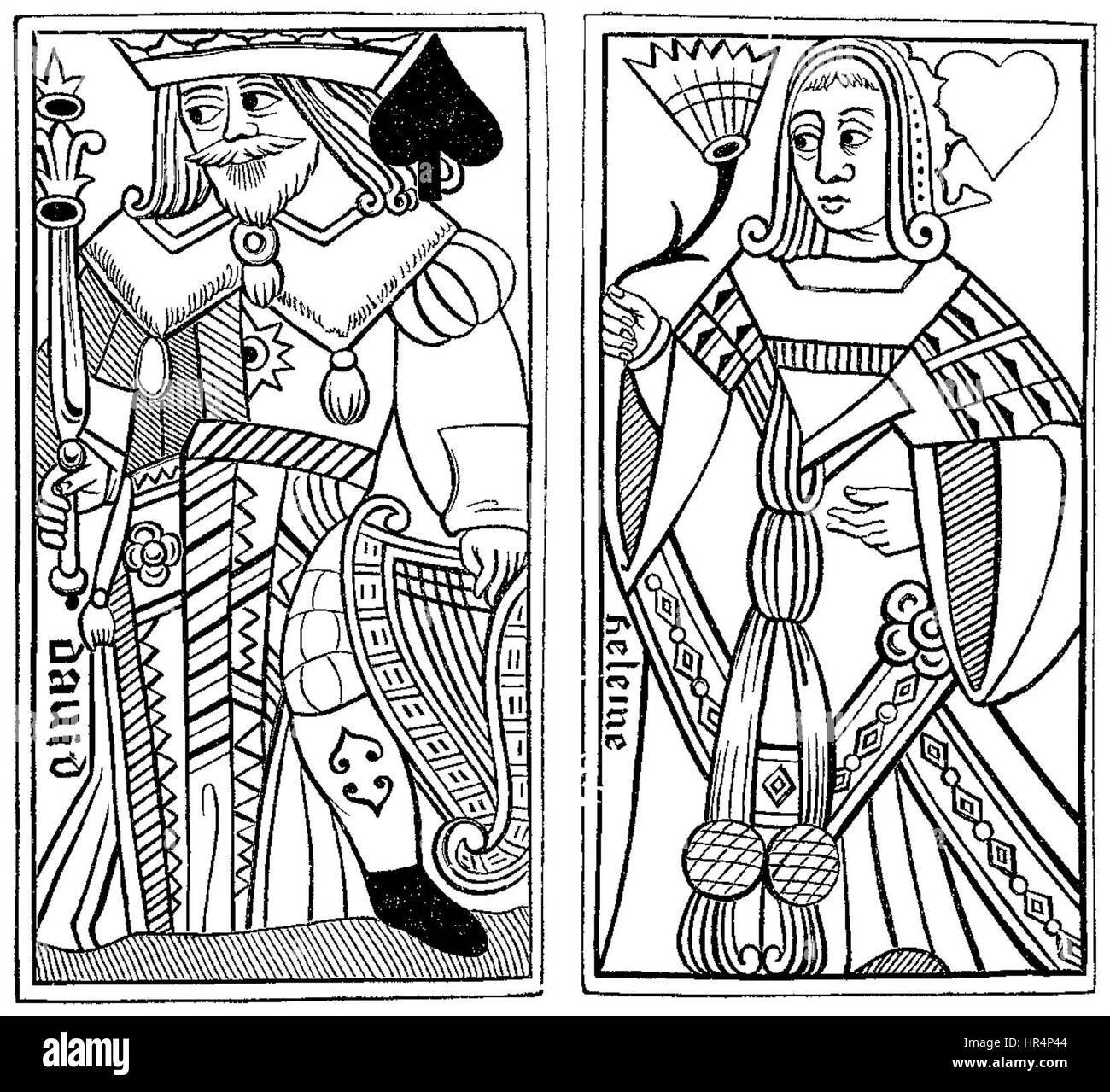 'Old Playing Cards' présente une collection de cartes à jouer vintage, mettant en valeur leurs conceptions complexes et l'évolution des cartes intégrées La peinture souligne l'importance culturelle et historique de ces objets dans les activités de divertissement et de loisirs. Banque D'Images