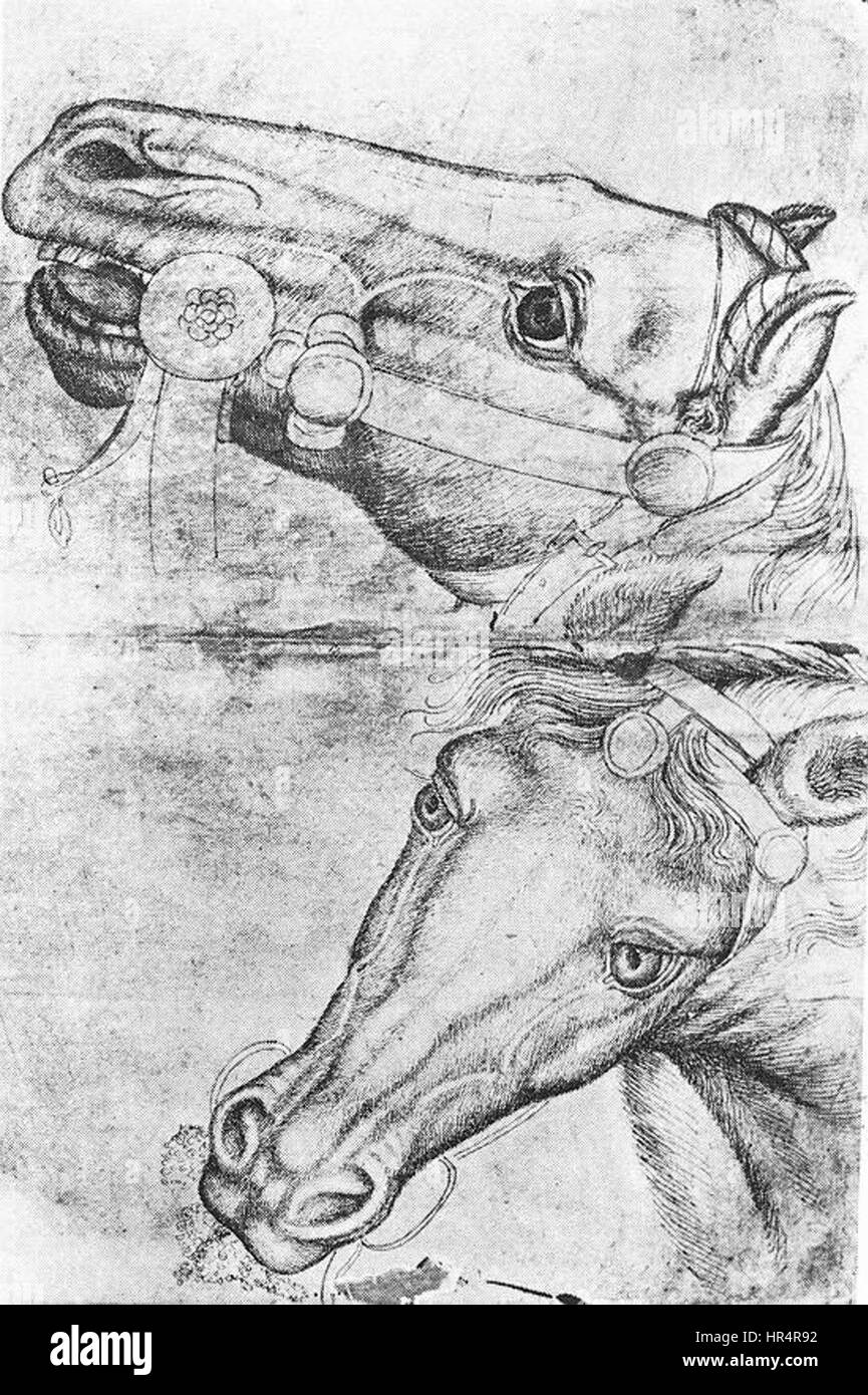 Pisanello - Etude de têtes de cheval - WGA17855 Banque D'Images
