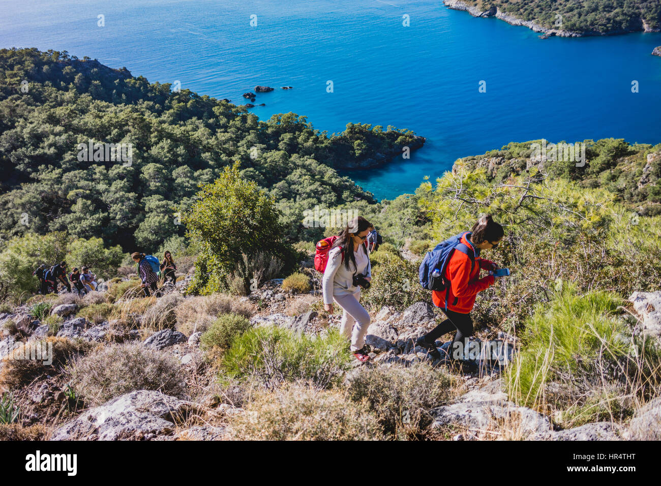 La randonnée le long de la côte méditerranéenne de Lycie en Turquie Banque D'Images
