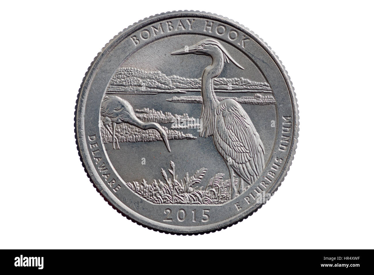 Bombay Hook trimestre commémorative coin isolated on white Banque D'Images