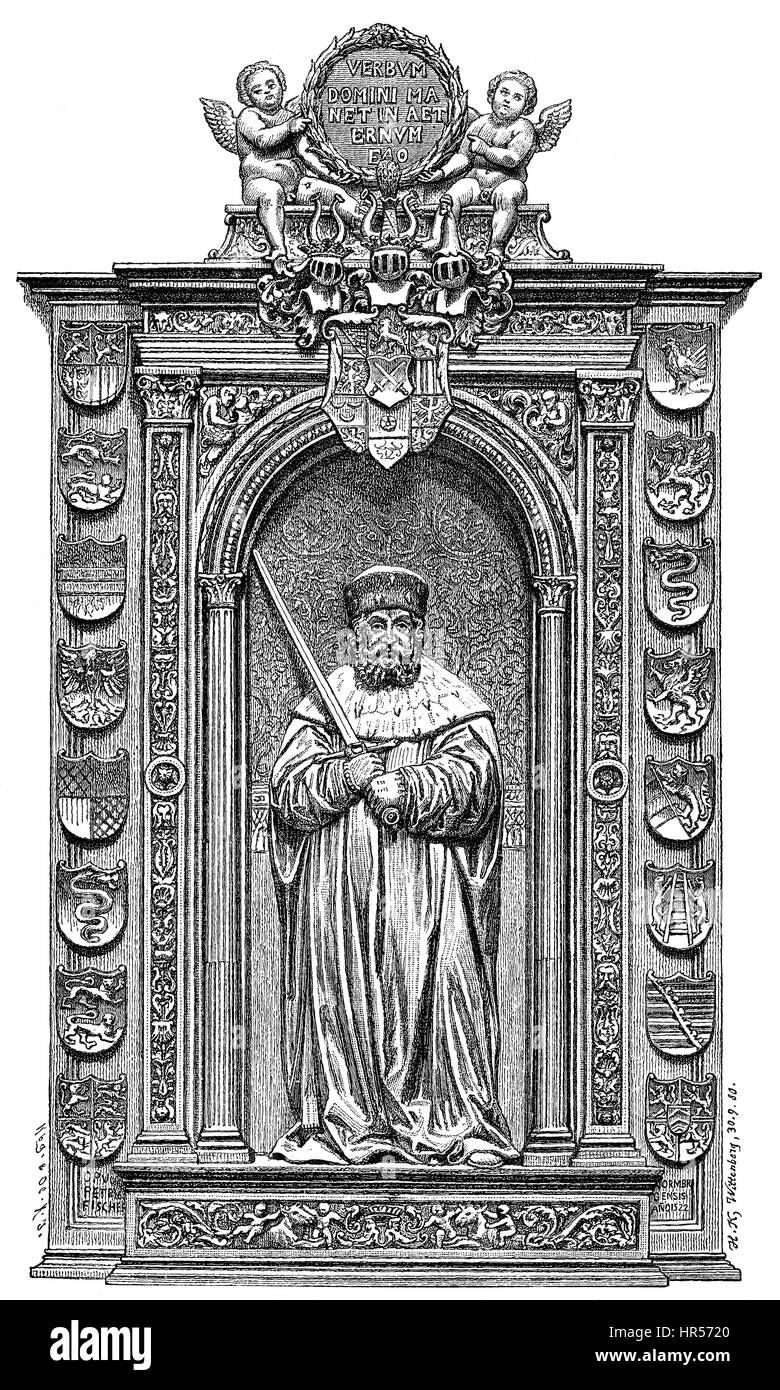 Épitaphe de Frederick III ou Frédéric le Sage, 1463 - 1525, l'Électeur de Saxe Banque D'Images
